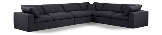 Meridian Furniture - Comfy Black Linen Textured Fabric Modular Sectional - 6Pc - 187Black-Sec6A veiw 1