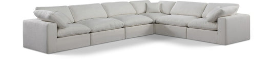 Meridian Furniture - Comfy Cream Linen Textured Fabric Modular Sectional - 6Pc - 187Cream-Sec6A veiw 1