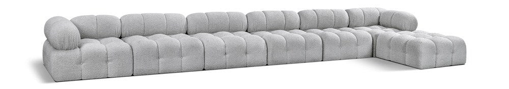 Meridian Furniture - Ames Grey Boucle Fabric Modular Sectional - 7Pc - 611Grey-Sec7D veiw 1
