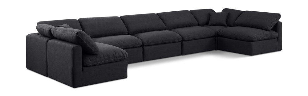 Meridian Furniture - Indulge Black Linen Textured Fabric Modular Sectional - 7Pc - 141Black-Sec7B veiw 1