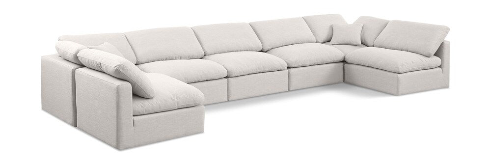Meridian Furniture - Indulge Cream Linen Textured Fabric Modular Sectional - 7Pc - 141Cream-Sec7B veiw 1