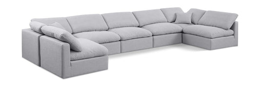 Meridian Furniture - Indulge Grey Linen Textured Fabric Modular Sectional - 7Pc - 141Grey-Sec7B veiw 1