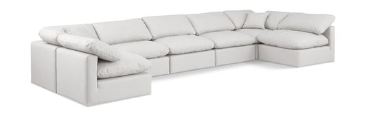 Meridian Furniture - Indulge Cream Vegan Leather Modular Sectional - 7Pc - 146Cream-Sec7B veiw 1