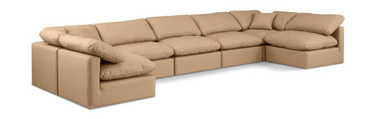 Meridian Furniture - Indulge Tan Vegan Leather Modular Sectional - 7Pc - 146Tan-Sec7B veiw 1