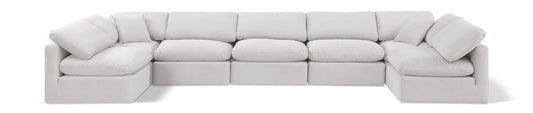Meridian Furniture - Indulge Cream Velvet Modular Sectional - 7Pc - 147Cream-Sec7B veiw 1