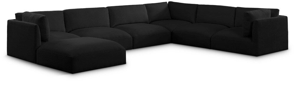 Meridian Furniture - Ease Black Polyester Fabric Modular Sectional - 7Pc - 696Black-Sec7A veiw 1