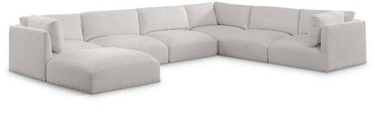 Meridian Furniture - Ease Cream Polyester Fabric Modular Sectional - 7Pc - 696Cream-Sec7A veiw 1