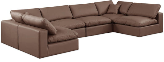 Meridian Furniture - Comfy Brown Vegan Leather Modular Sectional - 6Pc - 188Brown-Sec6D veiw 1