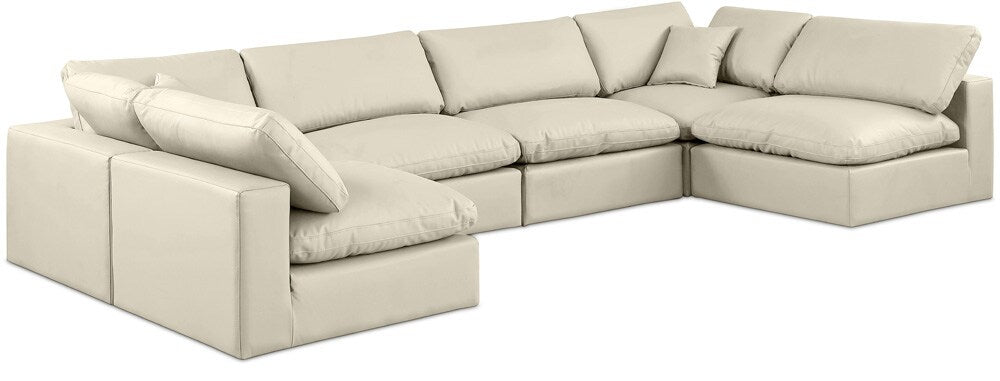 Meridian Furniture - Comfy Cream Vegan Leather Modular Sectional - 6Pc - 188Cream-Sec6D veiw 1