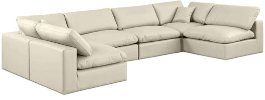 Meridian Furniture - Comfy Cream Vegan Leather Modular Sectional - 6Pc - 188Cream-Sec6D veiw 1
