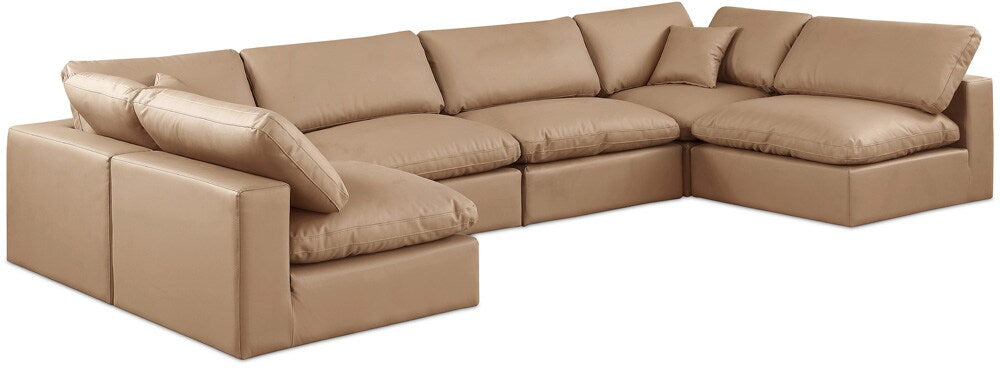 Meridian Furniture - Comfy Tan Vegan Leather Modular Sectional - 6Pc - 188Tan-Sec6D veiw 1
