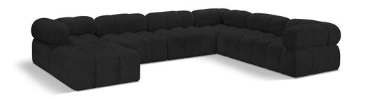 Meridian Furniture - Ames Black Boucle Fabric Modular Sectional - 7Pc - 611Black-Sec7E veiw 1