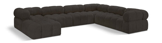 Meridian Furniture - Ames Brown Boucle Fabric Modular Sectional - 7Pc - 611Brown-Sec7E veiw 1