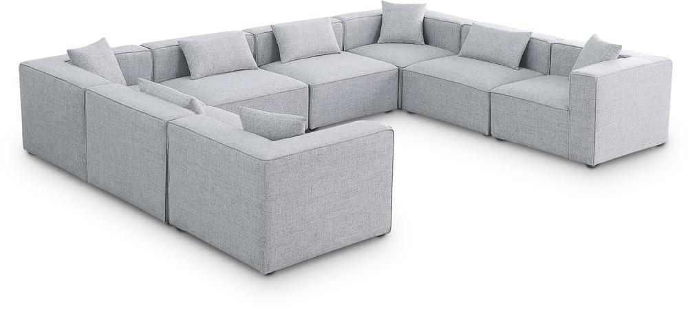 Meridian Furniture - Cube Grey Durable Linen Textured Modular Sectional - 8Pc - 630Grey-Sec8A veiw 1