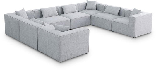 Meridian Furniture - Cube Grey Durable Linen Textured Modular Sectional - 8Pc - 630Grey-Sec8A veiw 1