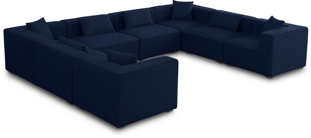 Meridian Furniture - Cube Navy Durable Linen Textured Modular Sectional - 8Pc - 630Navy-Sec8A veiw 1