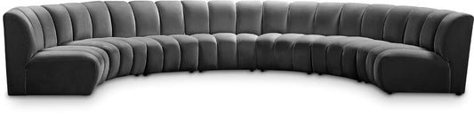 Meridian Furniture - Infinity Grey Velvet 7pc. Modular Sectional - 638Grey-7PC veiw 1