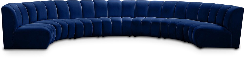 Meridian Furniture - Infinity Navy Velvet 7pc. Modular Sectional - 638Navy-7PC veiw 1