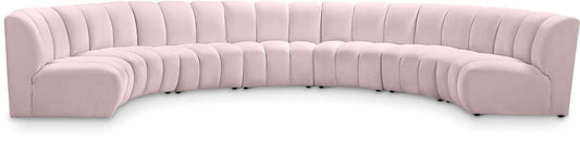 Meridian Furniture - Infinity Pink Velvet 7pc. Modular Sectional - 638Pink-7PC veiw 1