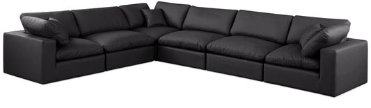 Meridian Furniture - Comfy Black Vegan Leather Modular Sectional - 6Pc - 188Black-Sec6A veiw 1