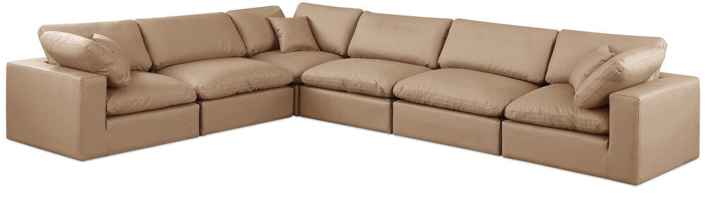 Meridian Furniture - Comfy Tan Vegan Leather Modular Sectional - 6Pc - 188Tan-Sec6A veiw 1