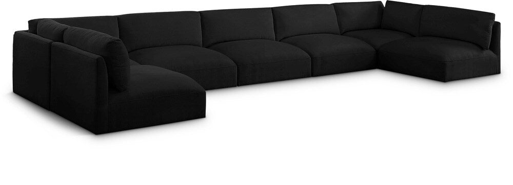 Meridian Furniture - Ease Black Polyester Fabric Modular Sectional - 7Pc - 696Black-Sec7B veiw 1