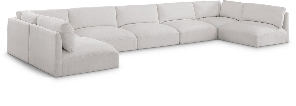 Meridian Furniture - Ease Cream Polyester Fabric Modular Sectional - 7Pc - 696Cream-Sec7B veiw 1