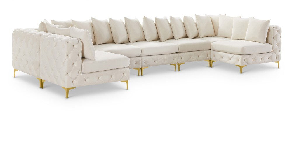 Meridian Furniture - Tremblay Cream Velvet Modular Sectional - 7Pc - 686Cream-Sec7A veiw 1