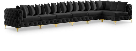 Meridian Furniture - Tremblay Black Velvet Modular Sectional - 7Pc - 686Black-Sec7B veiw 1