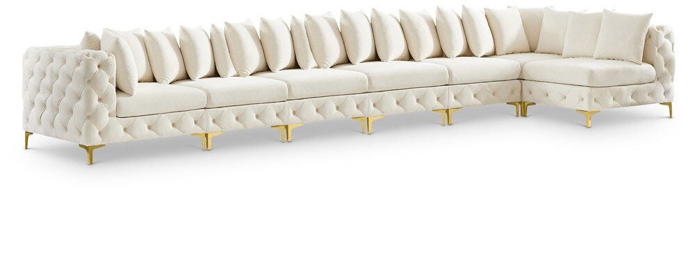 Meridian Furniture - Tremblay Cream Velvet Modular Sectional - 7Pc - 686Cream-Sec7B veiw 1
