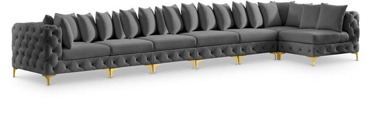 Meridian Furniture - Tremblay Grey Velvet Modular Sectional - 7Pc - 686Grey-Sec7B veiw 1