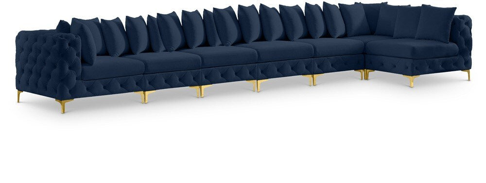Meridian Furniture - Tremblay Navy Velvet Modular Sectional - 7Pc - 686Navy-Sec7B veiw 1