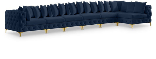Meridian Furniture - Tremblay Navy Velvet Modular Sectional - 7Pc - 686Navy-Sec7B veiw 1