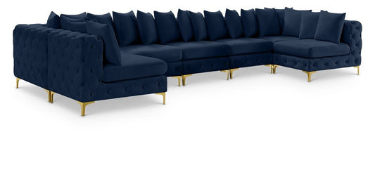 Meridian Furniture - Tremblay Navy Velvet Modular Sectional - 7Pc - 686Navy-Sec7C veiw 1