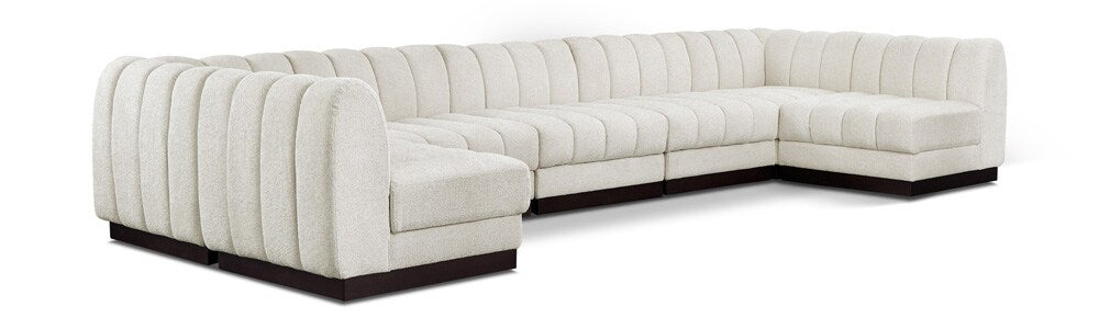 Meridian Furniture - Quinn Cream Chenille Fabric Modular Sectional - 7Pc - 124Cream-Sec7A veiw 1