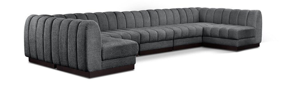 Meridian Furniture - Quinn Grey Chenille Fabric Modular Sectional - 7Pc - 124Grey-Sec7A veiw 1