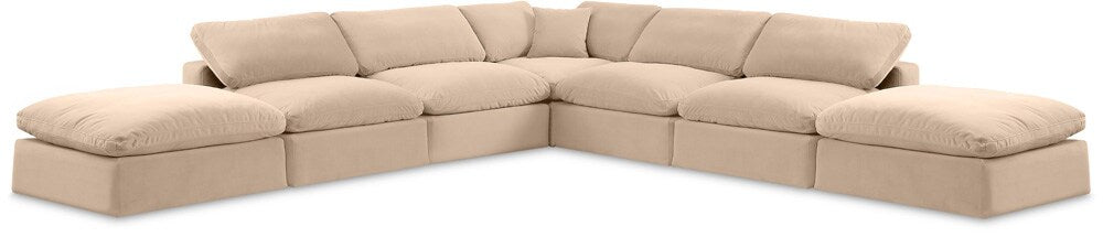Meridian Furniture - Comfy Beige Velvet Modular Sectional - 7Pc - 189Beige-Sec7C veiw 1