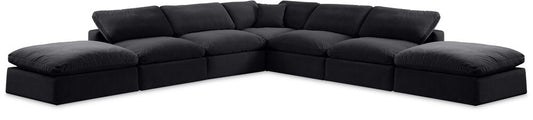 Meridian Furniture - Comfy Black Velvet Modular Sectional - 7Pc - 189Black-Sec7C veiw 1
