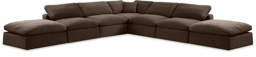 Meridian Furniture - Comfy Brown Velvet Modular Sectional - 7Pc - 189Brown-Sec7C veiw 1