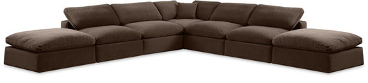 Meridian Furniture - Comfy Brown Velvet Modular Sectional - 7Pc - 189Brown-Sec7C veiw 1