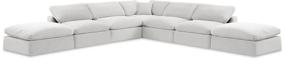 Meridian Furniture - Comfy Cream Velvet Modular Sectional - 7Pc - 189Cream-Sec7C veiw 1