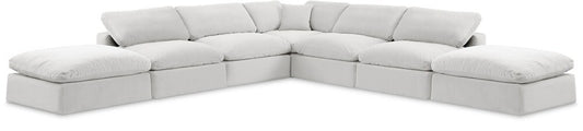 Meridian Furniture - Comfy Cream Velvet Modular Sectional - 7Pc - 189Cream-Sec7C veiw 1