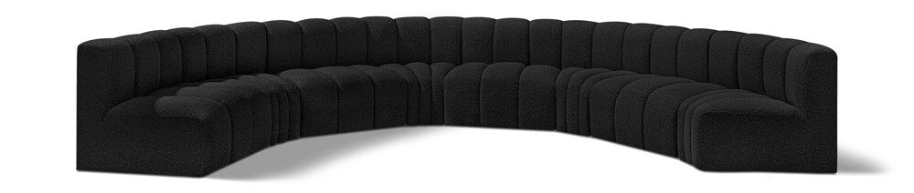 Meridian Furniture - Arc Black Boucle Fabric Modular Sofa - 8Pc - 102Black-S8B veiw 1