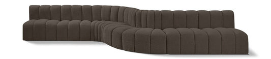 Meridian Furniture - Arc Brown Boucle Fabric Modular Sofa - 8Pc - 102Brown-S8C veiw 1