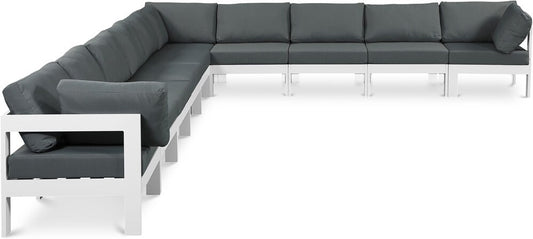 Meridian Furniture - Nizuc Grey Water Resistant Fabric Outdoor Patio Modular Sectional - 10Pc - 375Grey-Sec10A veiw 1