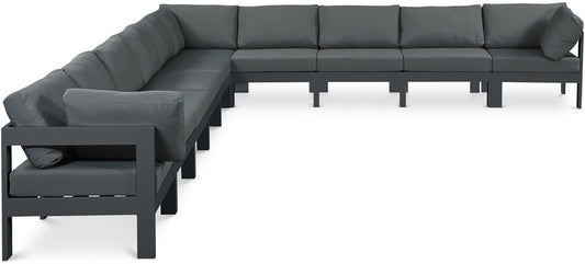 Meridian Furniture - Nizuc Grey Water Resistant Fabric Outdoor Patio Modular Sectional - 10Pc - 376Grey-Sec10A veiw 1