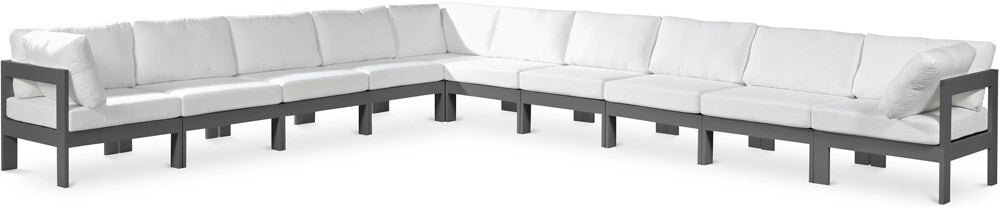 Meridian Furniture - Nizuc White Water Resistant Fabric Outdoor Patio Modular Sectional - 10Pc - 376White-Sec10A veiw 1