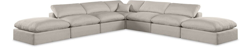 Meridian Furniture - Comfy Beige Linen Textured Fabric Modular Sectional - 7Pc - 187Beige-Sec7C veiw 1