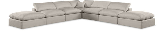 Meridian Furniture - Comfy Beige Linen Textured Fabric Modular Sectional - 7Pc - 187Beige-Sec7C veiw 1