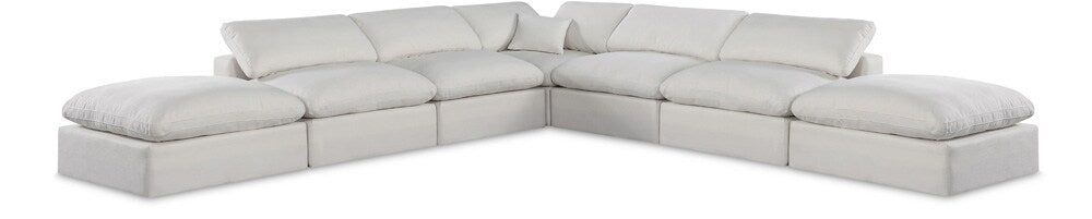 Meridian Furniture - Comfy Cream Linen Textured Fabric Modular Sectional - 7Pc - 187Cream-Sec7C veiw 1